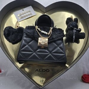 Aldo Rossy Special Edition Black Bag Gift Collection in Large Heart Shaped Box